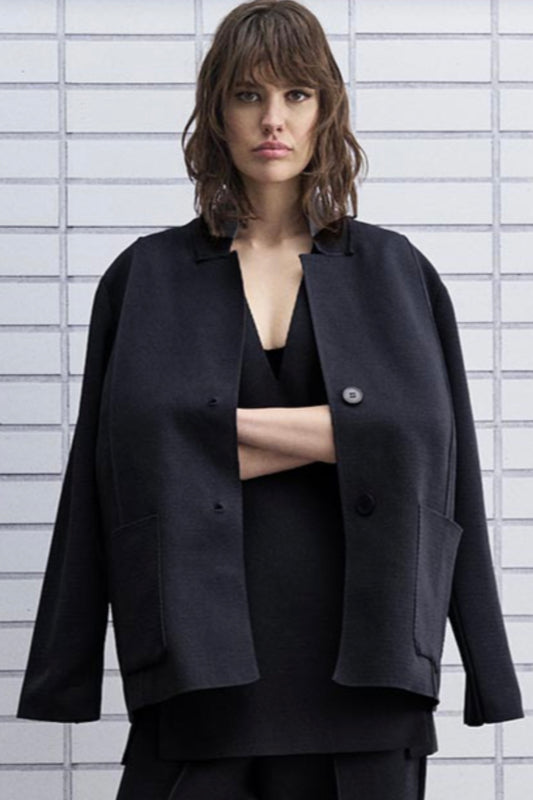 Tailor Made - Oversized Πλεκτή Ζακέτα Μαύρη