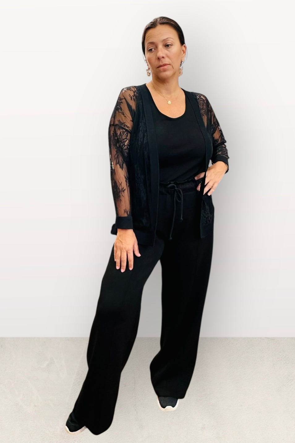 Figaro - Ζακέτα Δαντέλα με Μακρύ Μανίκι χωρίς Κουμπιά