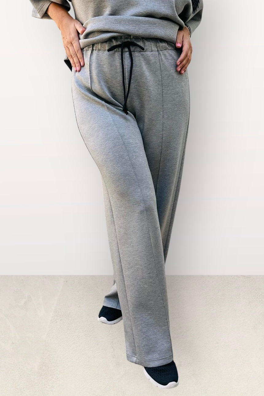 Eighty2 by Figaro  - Παντελόνα με Λάστιχο & Κορδόνι στη Μέση Γκρι