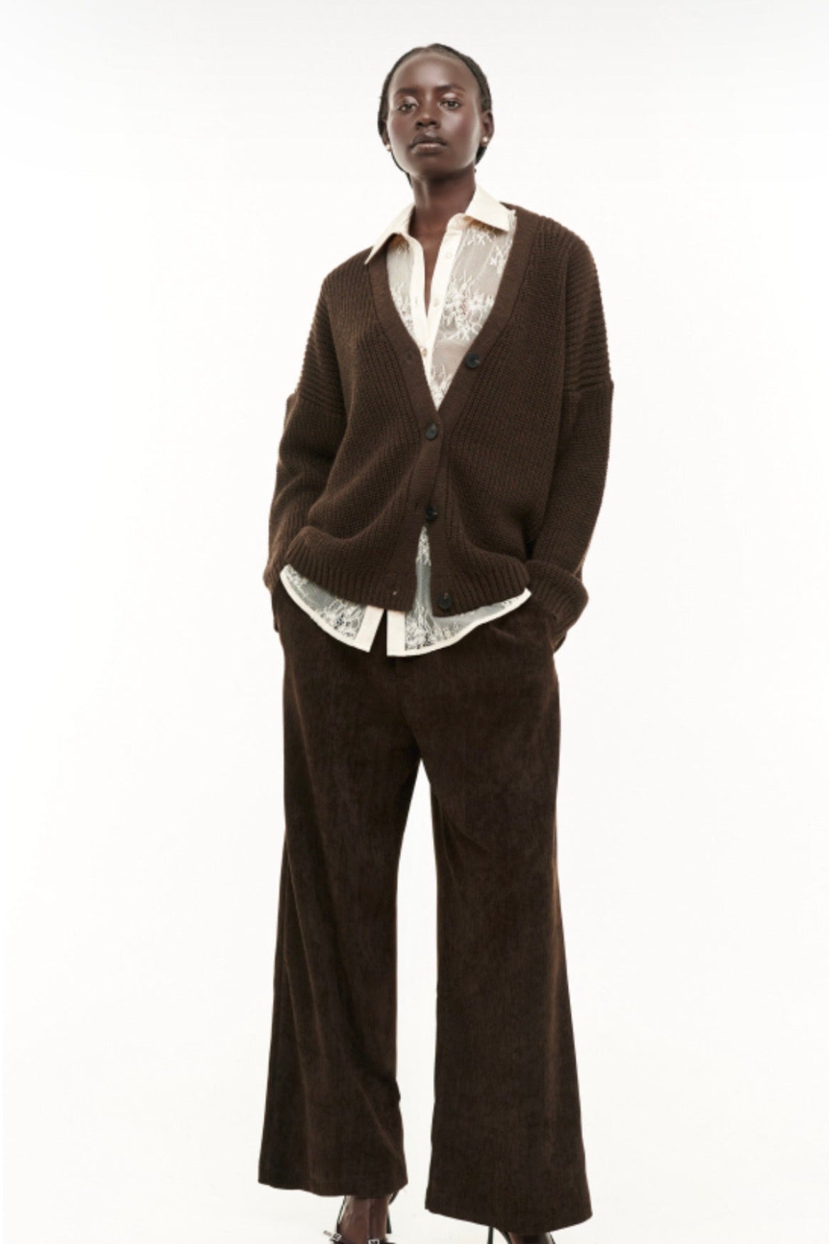 Lumina - Παντελόνι με Λάστιχο Πίσω, Πλαϊνές Τσέπες & Φερμουάρ Καφέ