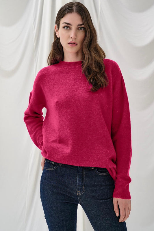 Tailor Made- Oversized Πουλόβερ Λαιμόκοψη Φούξια