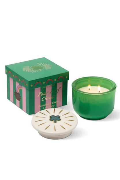 Paddywax Charmed  - Green 4 Leaf Clover - Dandelion & Clover κερί σόγιας σε πράσινο γυάλινο δοχείο 226gr
