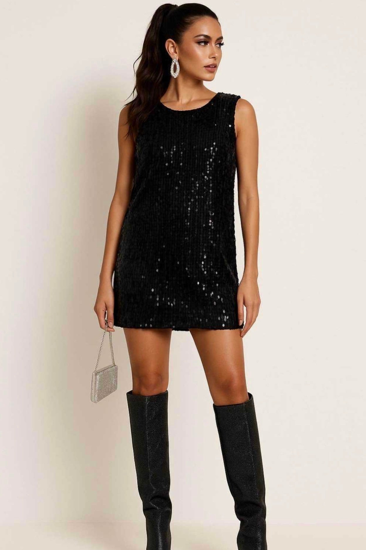 Charizma - Κοντό Φόρεμα με Παγιέτες και Ανοιχτή πλάτη