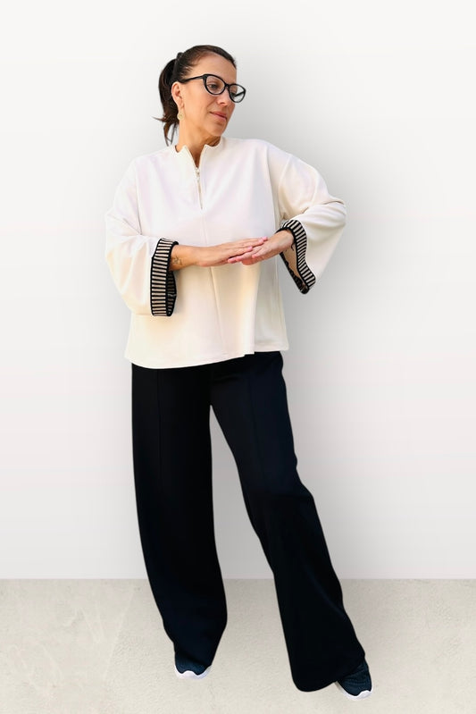 Eighty2 by Figaro  - Παντελόνα με Λάστιχο & Κορδόνι στη Μέση Μαύρη