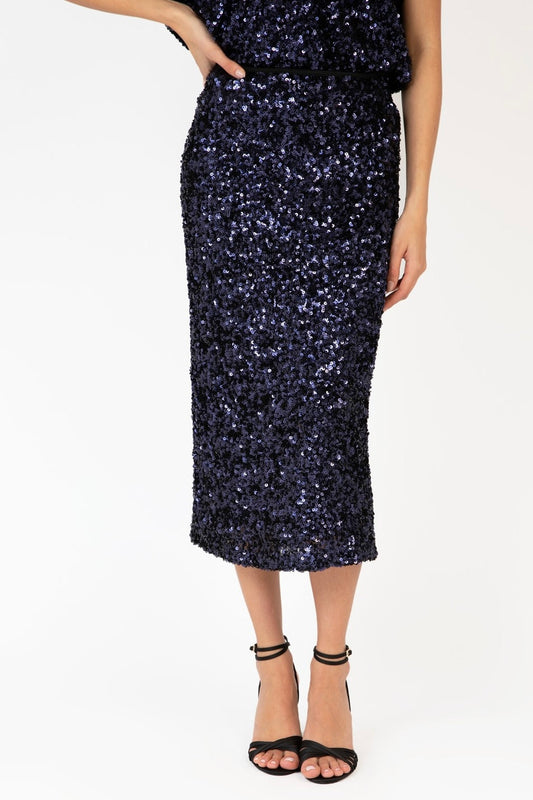 An'ge Juryly -Γυναικεία Φούστα με Πούλιες, Παγιέτες Μπλε