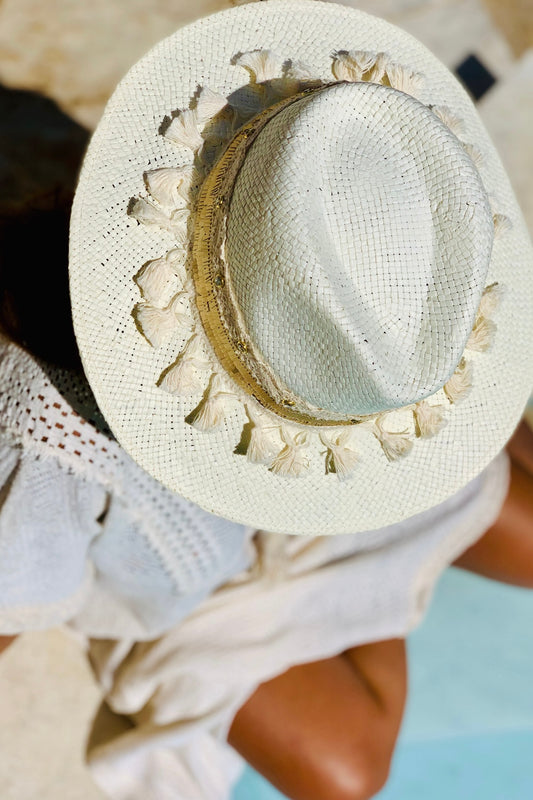 Liebe Anta -Καπέλο Fedora Off White Ευτέρπη