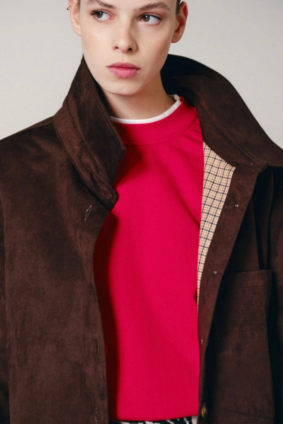 Lumina - Τζάκετ Τύπου Σουέτ Σκούρο Καφέ