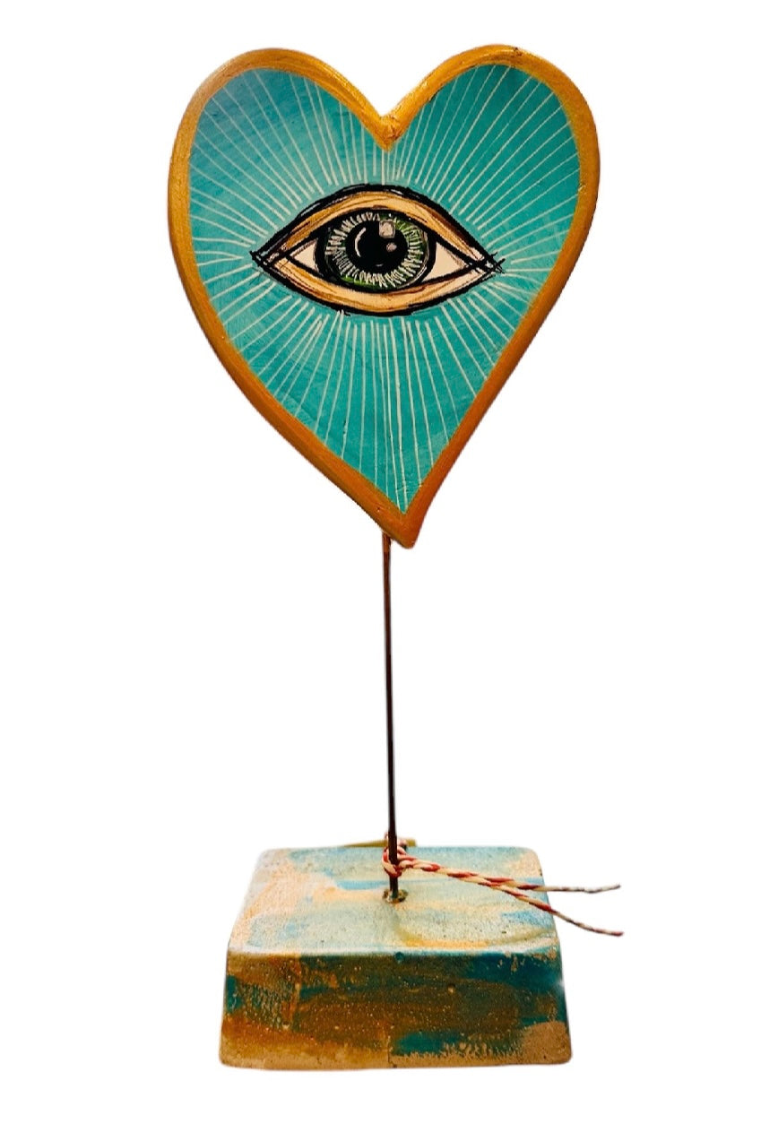 Ψαρόνι - Κεραμική Καρδιά σε Βάση