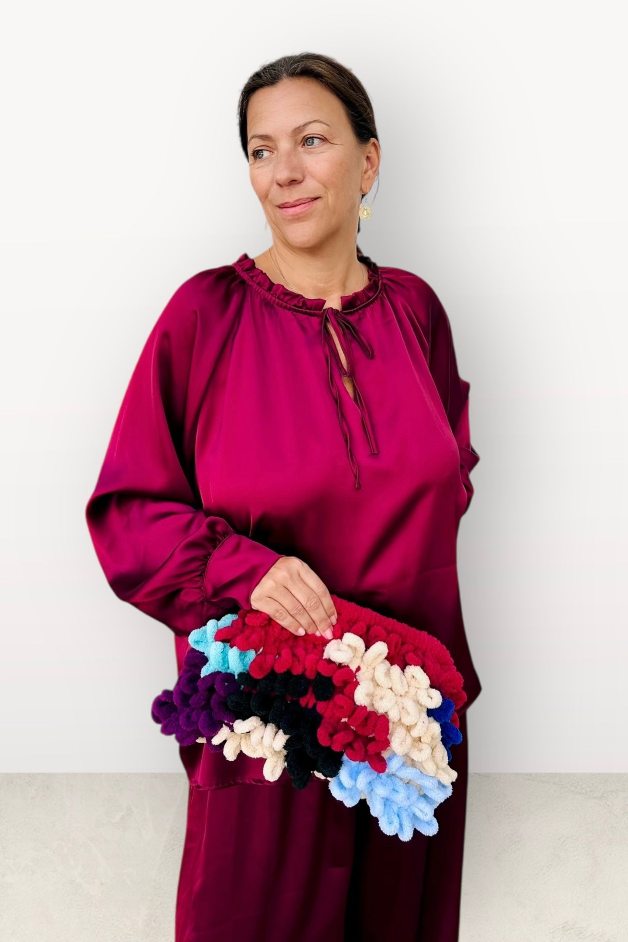 Charizma - Σετ Αέρινη Μπλουζα & Παντελόνα Σατέν Μπορντό