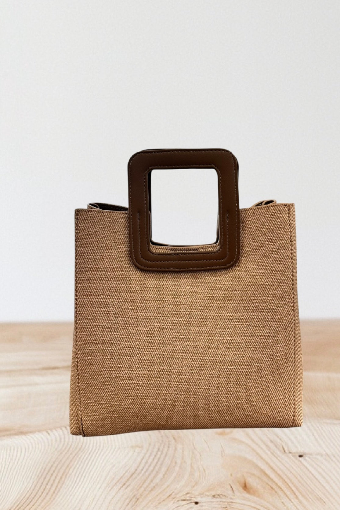 Charizma - Τσάντα Χειρός, Ώμου & Χιαστί σε Μόκα Υφασμάτινη Υφή με Τετράγωνη Λαβή