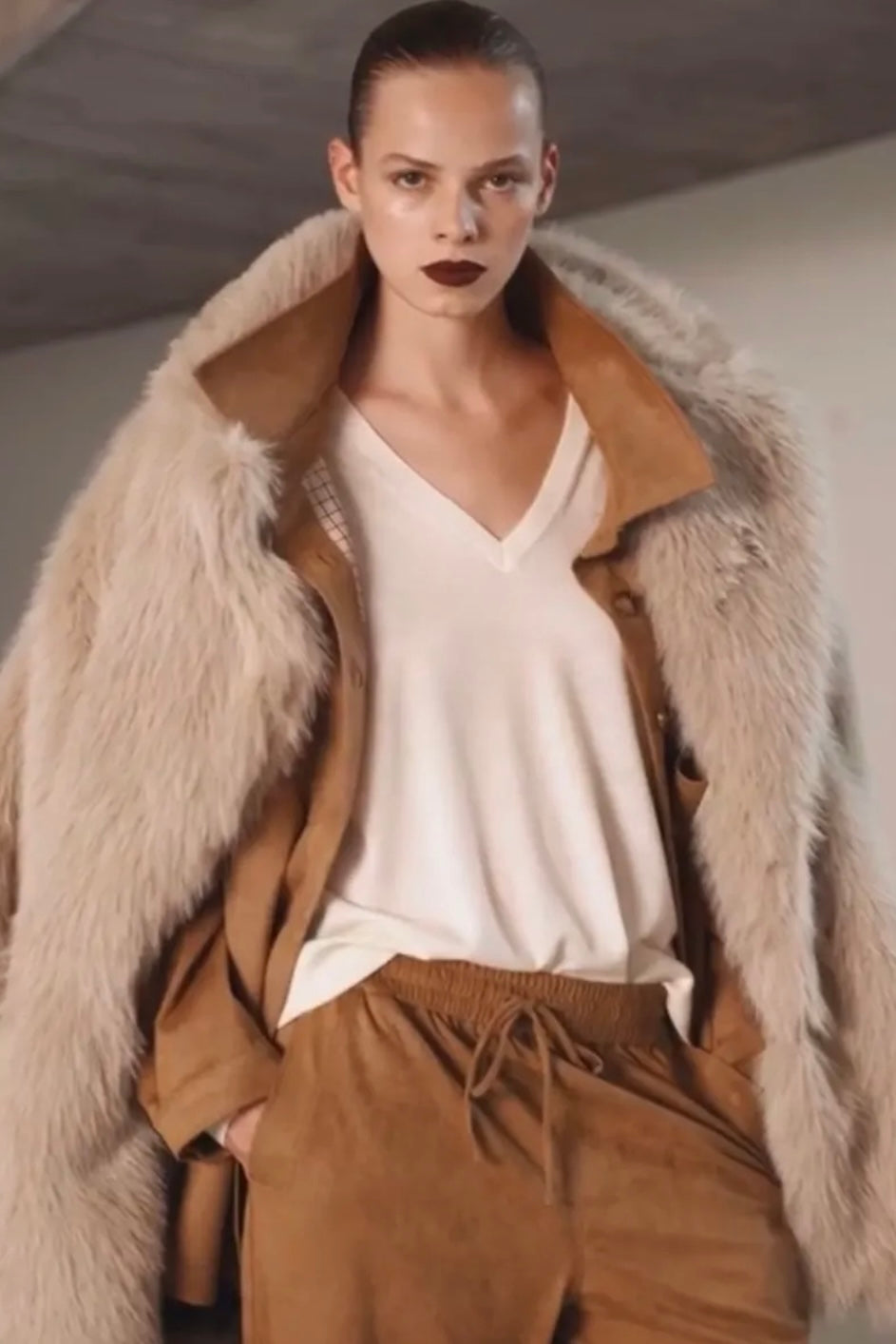 Lumina - Τζάκετ Τύπου Σουέτ Καμηλό