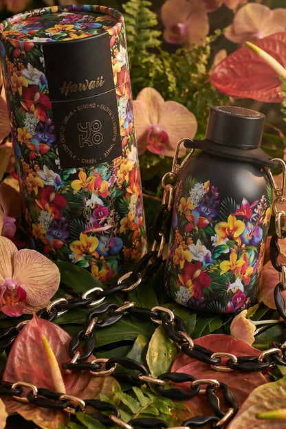 Yoko - Ισοθερμικό Μπουκάλι Hawaii Blush 350ml με Διακοσμητική Αλυσίδα Gift Box