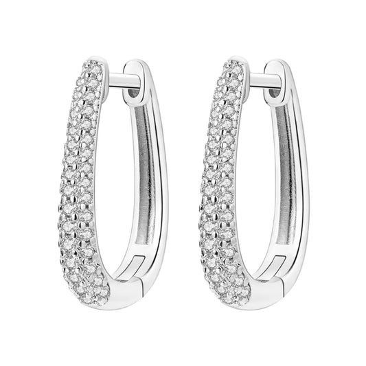 Σκουλαρίκια Κρίκοι Ασήμι 925 Με Ζιργκόν Οβάλ