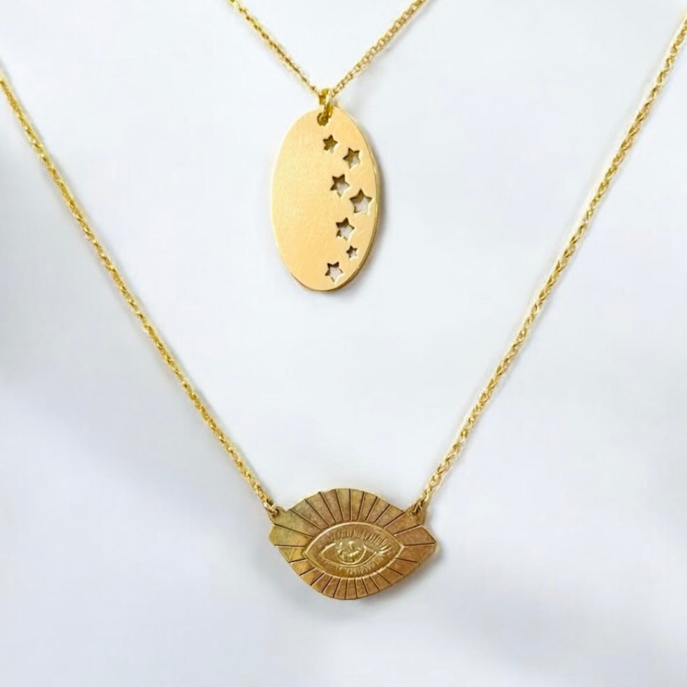 Dora Syrrou - Κολιέ Μοτίφ Επίχρυσο Μεγάλο “Eye”