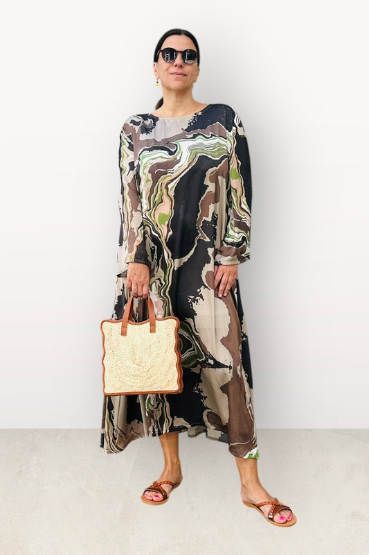 Anlyta- Φόρεμα Silk Touch Barbara Army