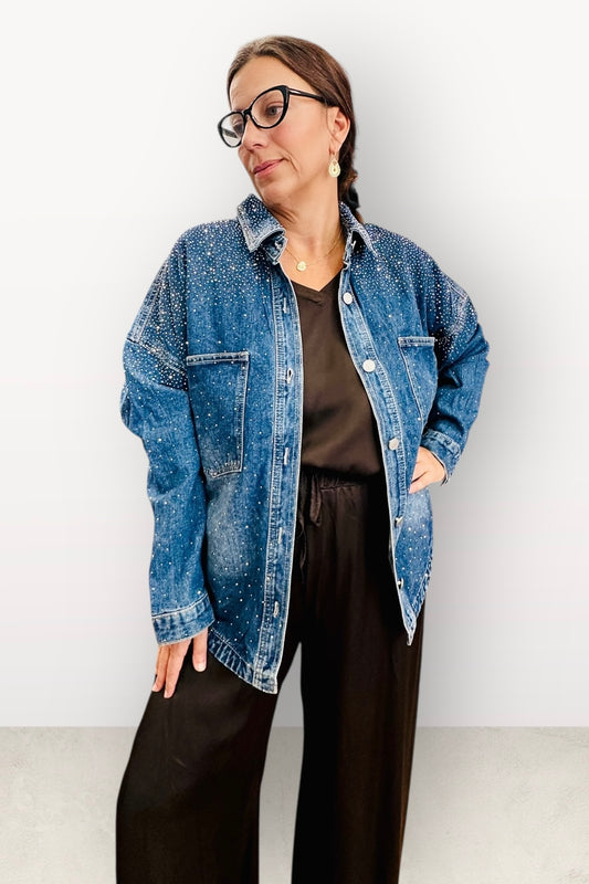 Charizma  - Starlight Jean - Τζιν Πουκάμισο ή Μπουφάν Με στρας Μπλέ