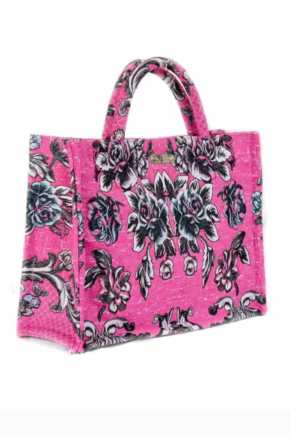 Tote Τσάντα Βελούδο Φούξια Ταπισερί