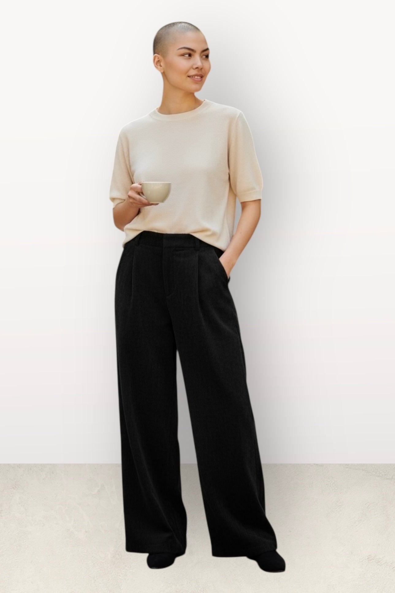 Lumina - Παντελόνι με Λάστιχο Πίσω, Πλαϊνές Τσέπες & Φερμουάρ Μαύρο