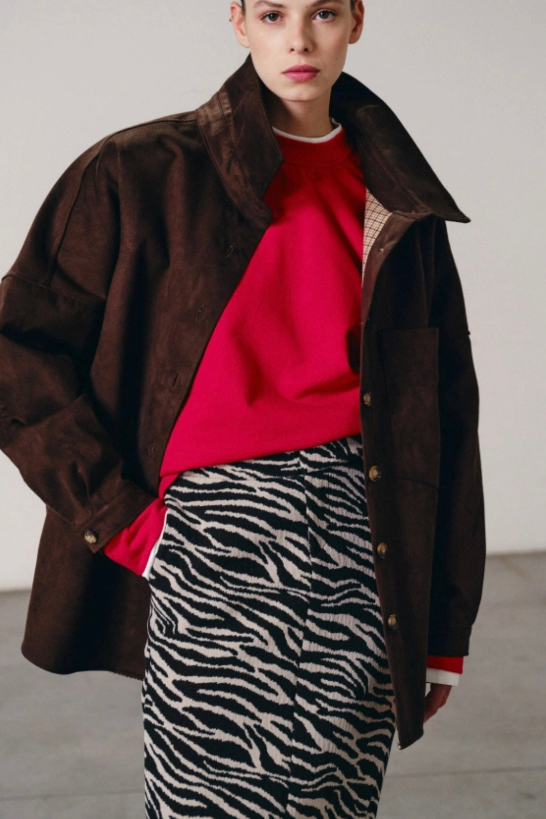 Lumina - Τζάκετ Τύπου Σουέτ Σκούρο Καφέ