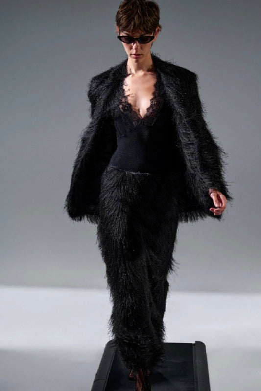 Lumina - Μαύρο Shaggy Σακάκι