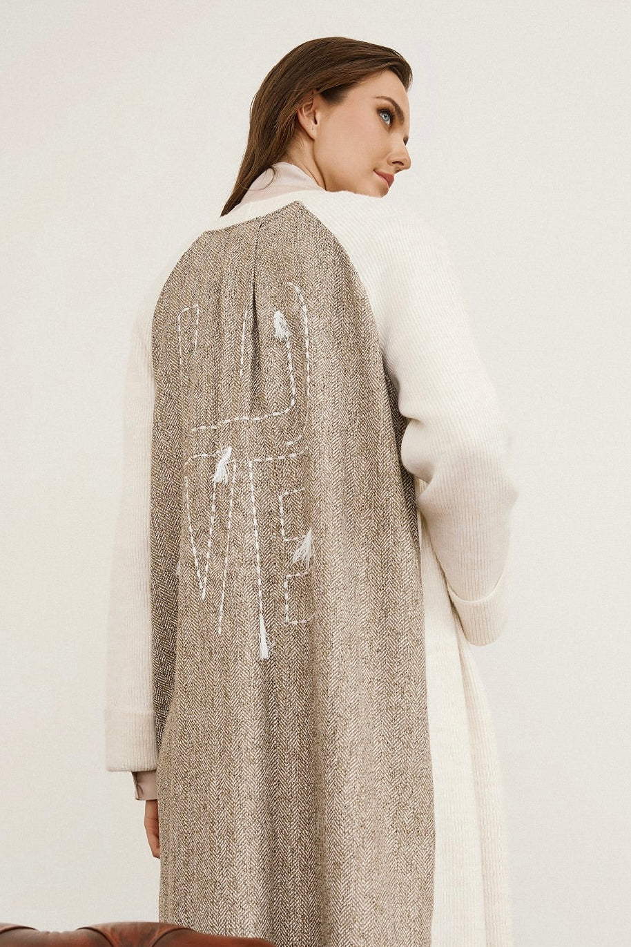 Figaro - Oversize Midi Ζακέτα με Κεντημένο “LOVE”