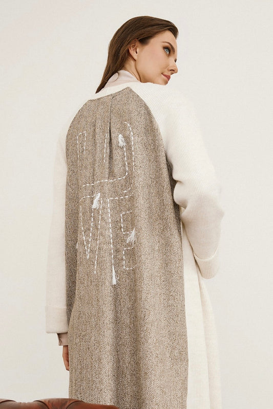 Figaro - Oversize Midi Ζακέτα με Κεντημένο “LOVE”