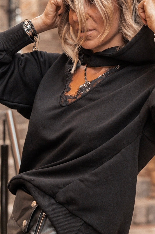 Lolisty - Φούτερ με δαντέλα και κουκουλα