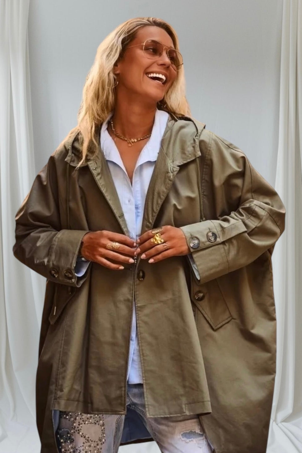 Gioya & Co - Καμπαρντίνα Oversized "Παρκά" Αντιανεμική Με Κουκούλα