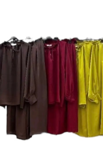 Charizma - Σετ Αέρινη Μπλουζα & Παντελόνα Σατέν Μπεζ