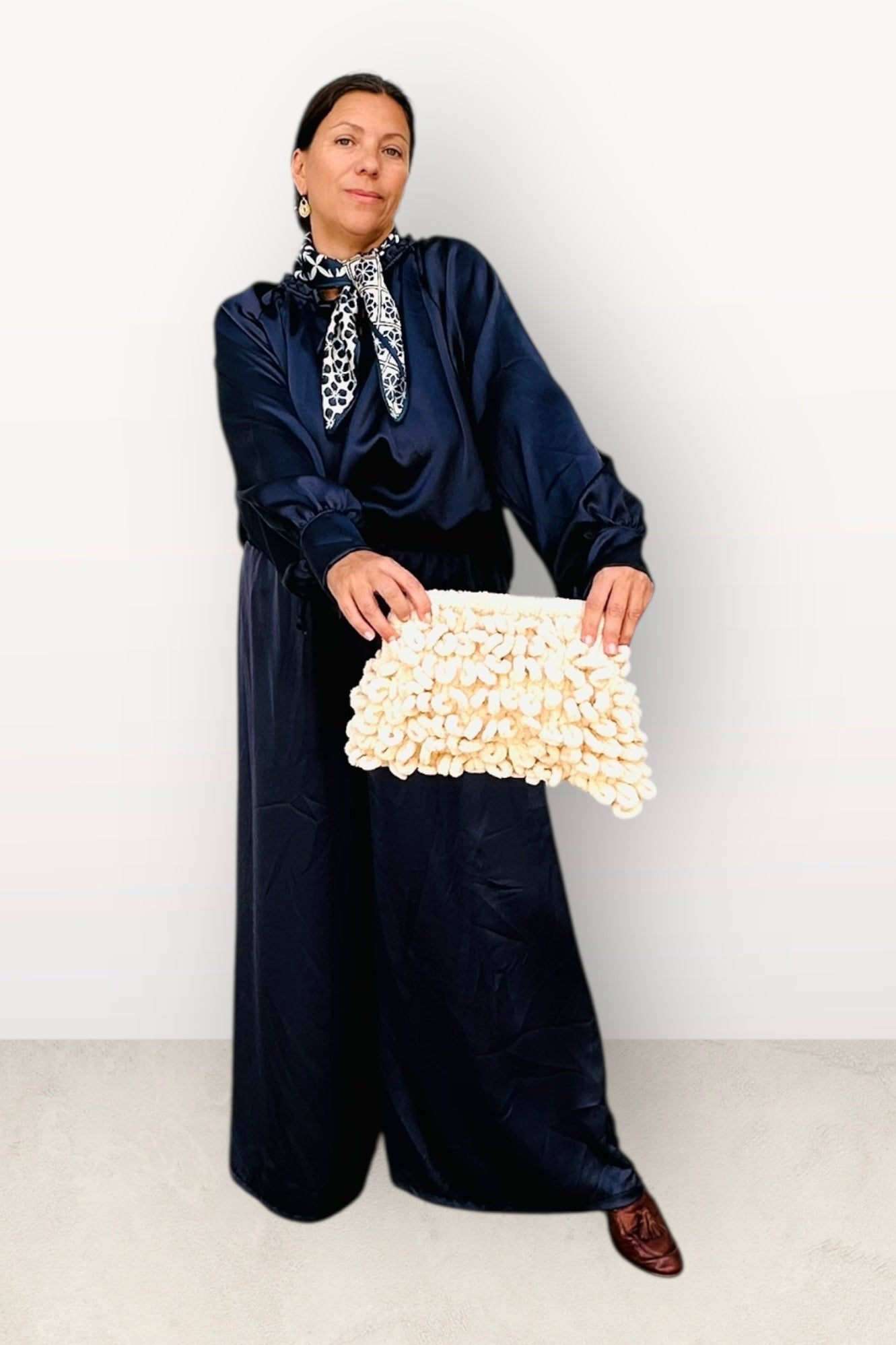 Charizma - Σετ Αέρινη Μπλουζα & Παντελόνα Σατέν Μπλέ