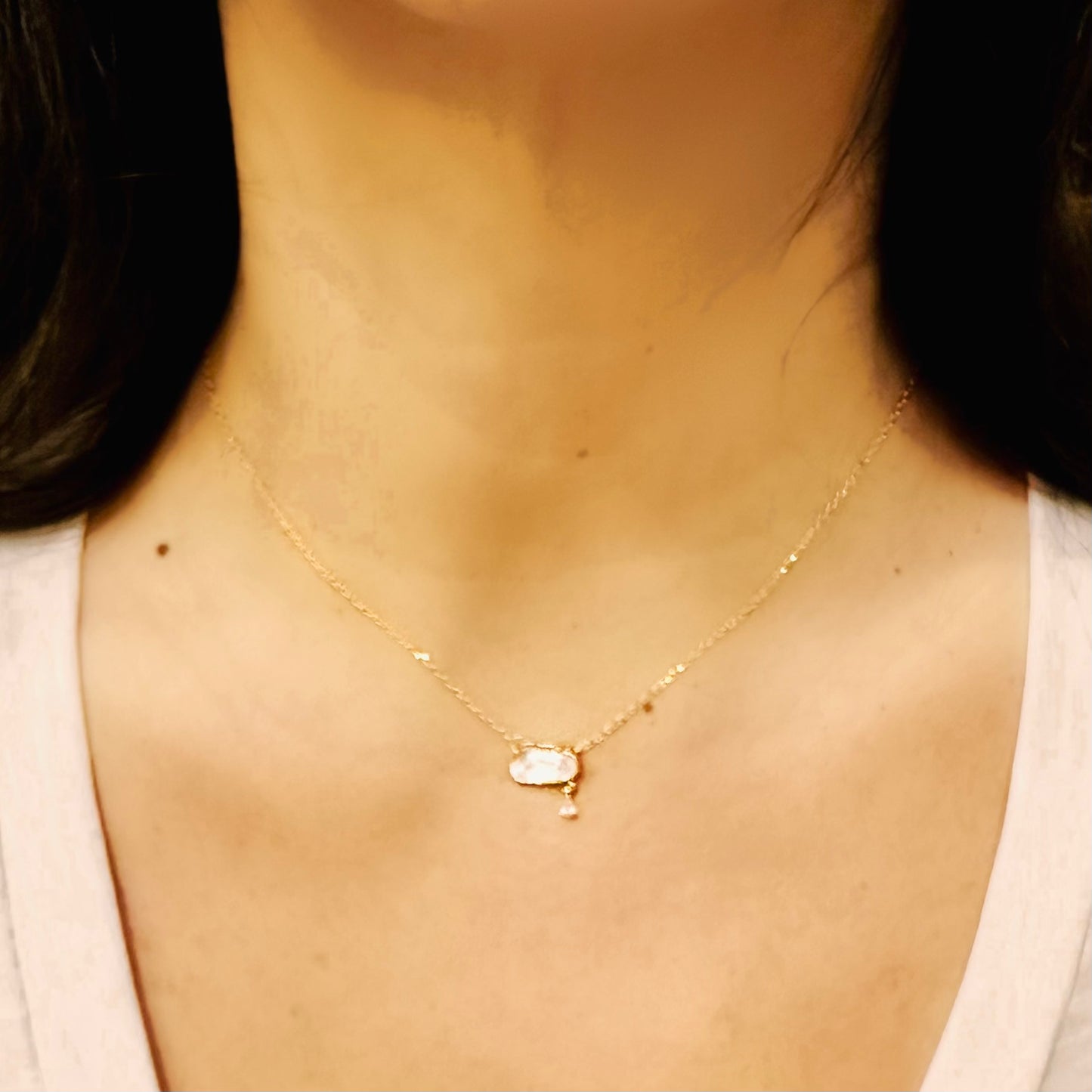 Κολιέ 925 Ασήμι Επίχρυσο Σύννεφο Με Φίλντισι