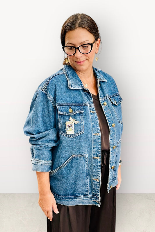 Charizma - Jean Σκούρο Πουκάμισο ή Μπουφάν Με Ασύμμετρες Τσέπες