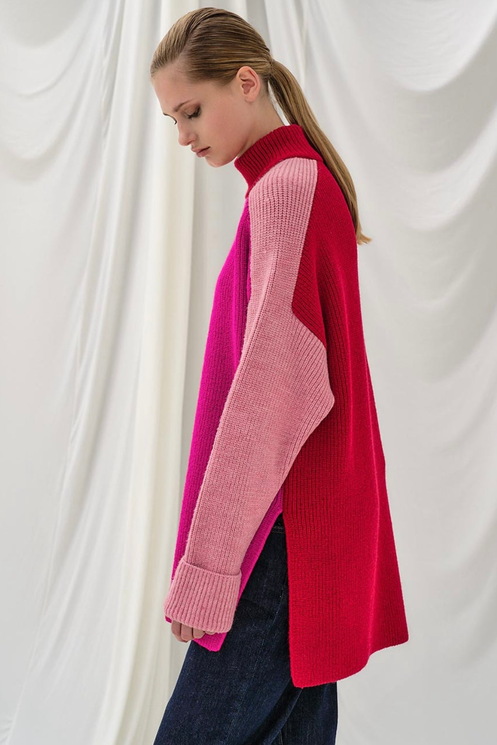 Tailor Made- 3 colors oversized Πουλόβερ Ροζ, Φούξια