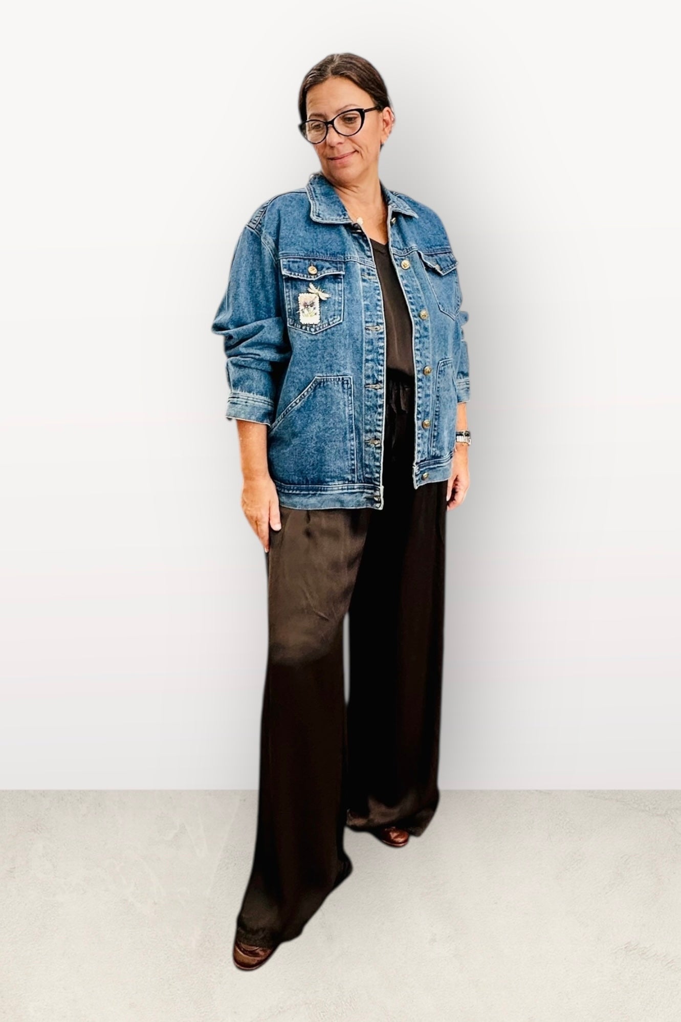 Charizma - Jean Σκούρο Πουκάμισο ή Μπουφάν Με Ασύμμετρες Τσέπες