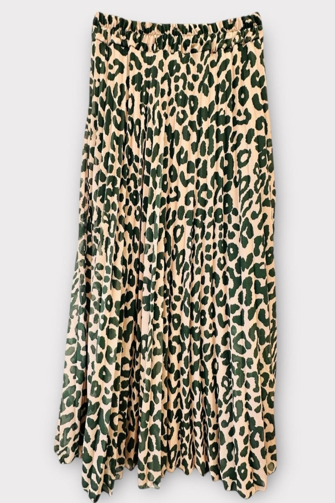 Charizma - Φούστα Animal print Μπεζ  & Πράσινο Μάξι Πλισέ