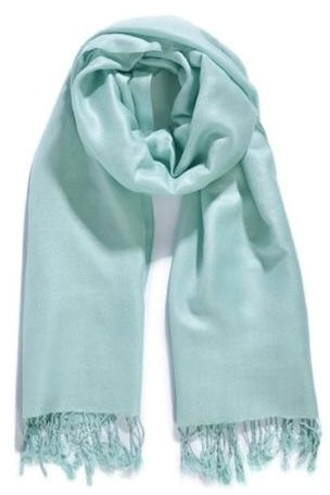 Charizma- Μονόχρωμη Πασμίνα από 100% Μαλλί με Κρόσσια Μέντα