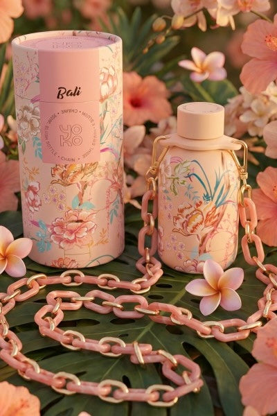 Yoko - Ισοθερμικό Μπουκάλι Bali Blush 350ml με Διακοσμητική Αλυσίδα Gift Box
