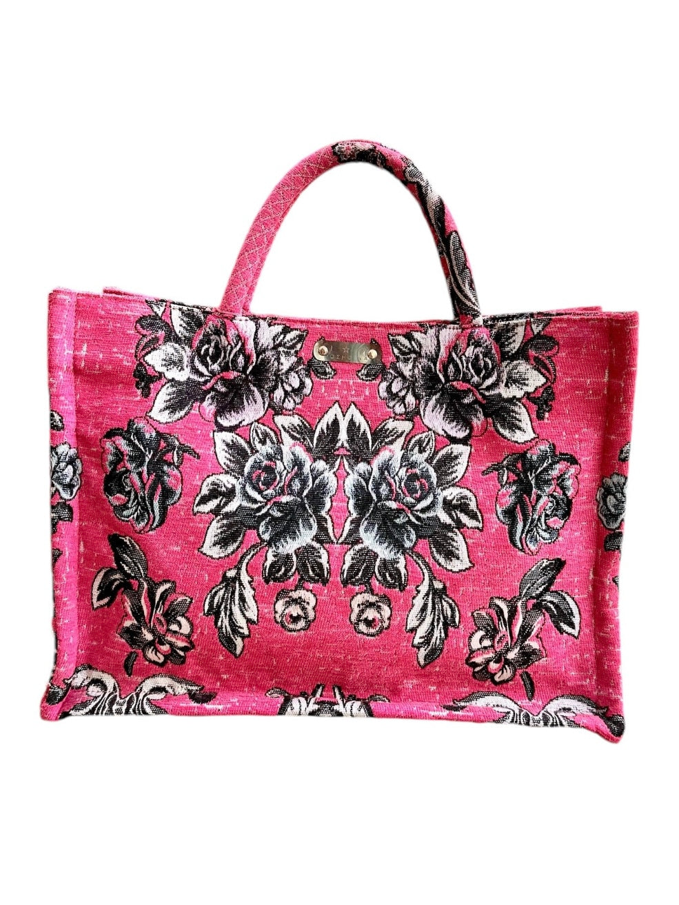 Tote Τσάντα Βελούδο Φούξια Ταπισερί