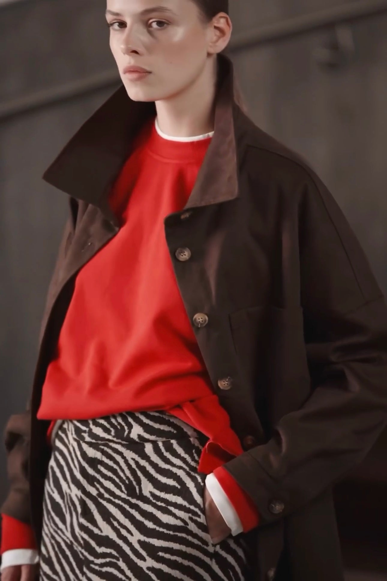 Lumina - Τζάκετ Τύπου Σουέτ Σκούρο Καφέ