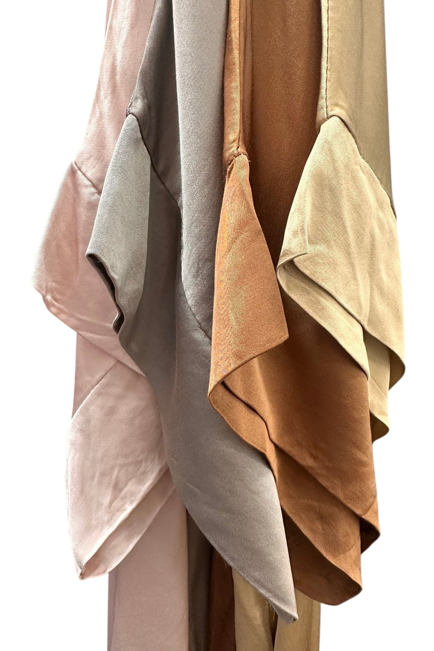 Σατέν Oversized Μακρύ Φόρεμα Με V  & Κοντό Μανίκι