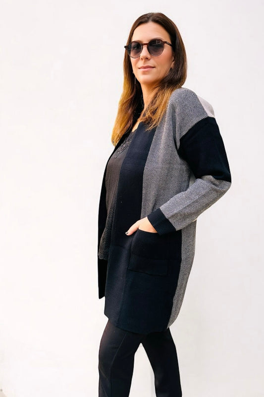 Charizma - Πλεκτή Ζακέτα Ψαροκόκκαλο & Τσέπες