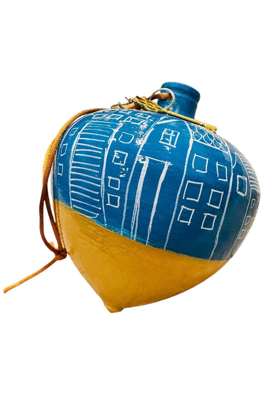 Ψαρόνι - Κεραμική Σβούρα Γούρι Μεγάλη Σπιτάκια Γαλάζια