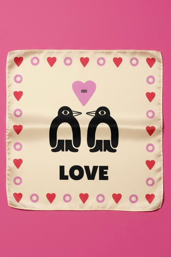 Adelie Pengu - Raul Scarf Σατέν Μαντήλι Penguin Love 65x65cm