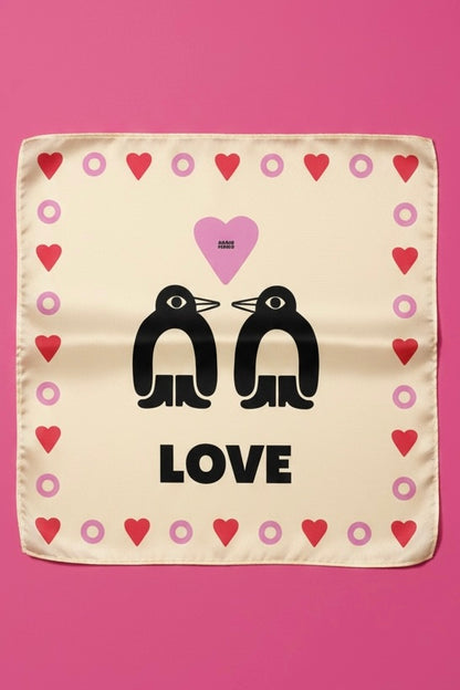 Adelie Pengu - Raul Scarf Σατέν Μαντήλι Penguin Love 65x65cm