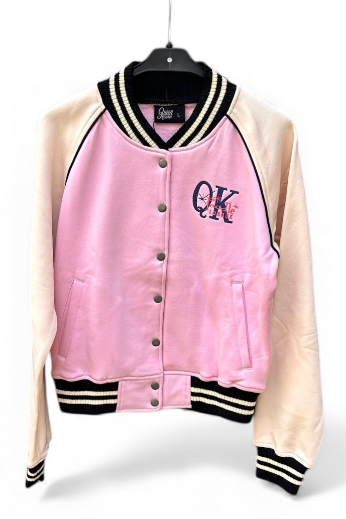 Queen Kerosin - Κολεγιακό Τζάκετ «Poodle Lounge» Ροζ
