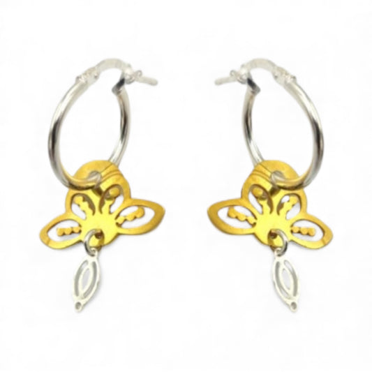 Pavlina Verouki Flower Eyes -  Σκουλαρίκια Κρίκοι Μάτι Μέλισσα