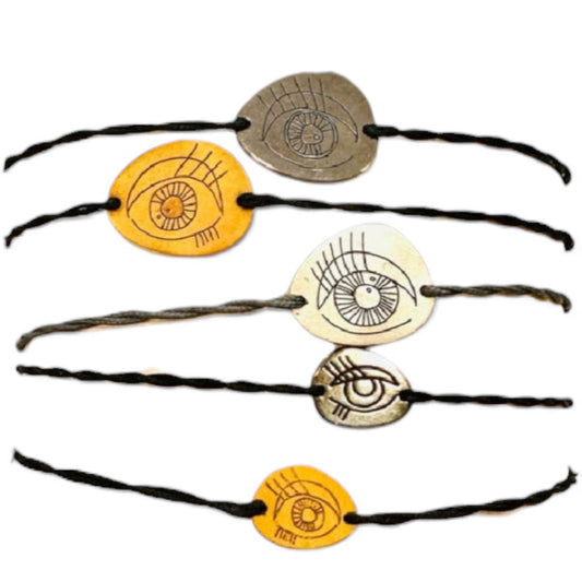 Pavlina Verouki Classic Eyes - Βραχιόλι Ασημένιο Μικρό Μάτι σε Κορδόνι