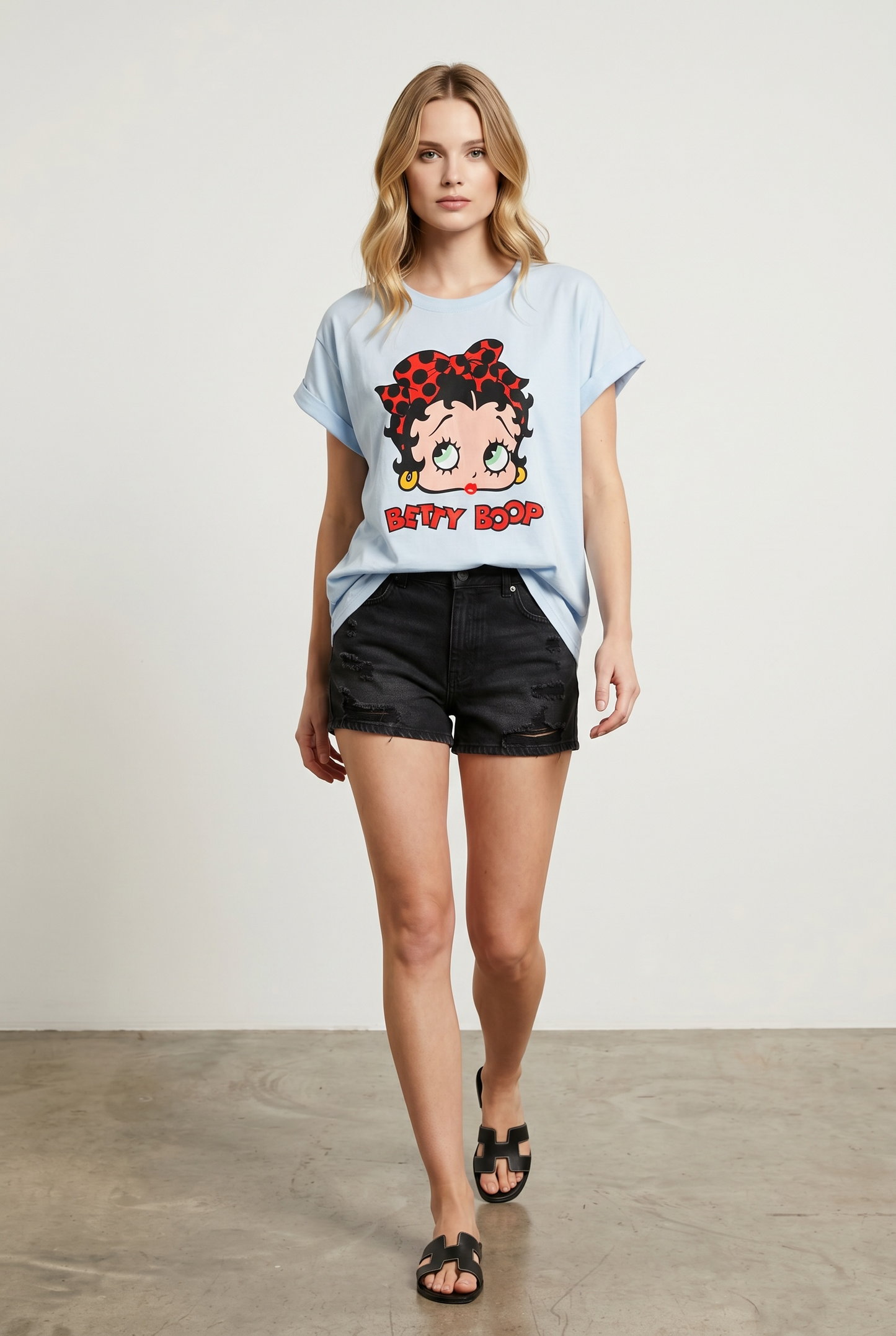 Charizma - Λευκό Μακό T-Shirt με Στάμπα Betty Boop