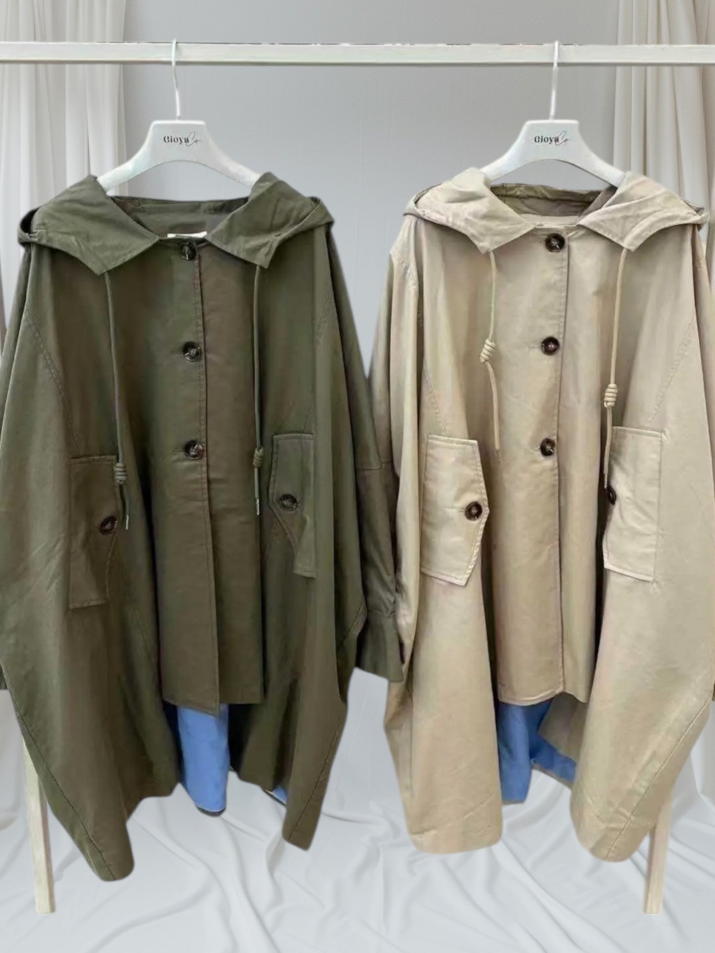 Gioya & Co - Καμπαρντίνα Oversized "Παρκά" Αντιανεμική Με Κουκούλα