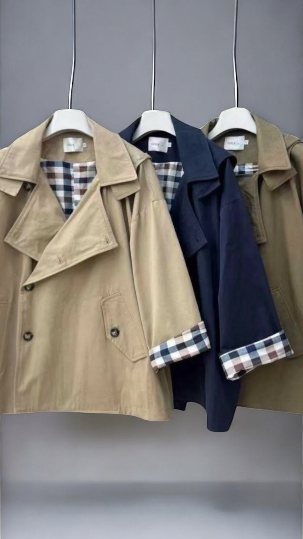 Gioya & Co - Καμπαρντίνα Κοντή με Καρό Λεπτομέρειες